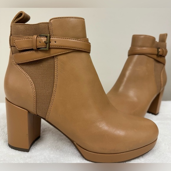 Vionic Nella Women's Boots Size 8 Napa Tan Leather Comfort Platform Booties - Picture 4 of 9